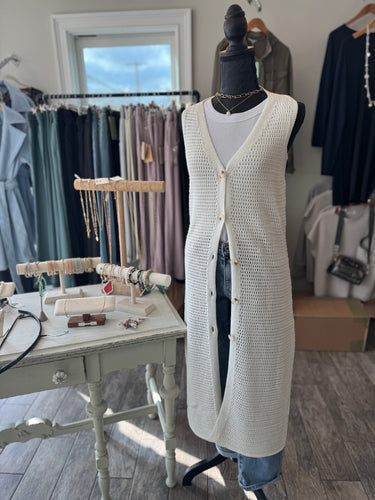 OFF WHITE KNIT MIDI CARDIGAN