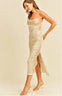 Cream Multi, Leopard Print, Midi Slip Dress