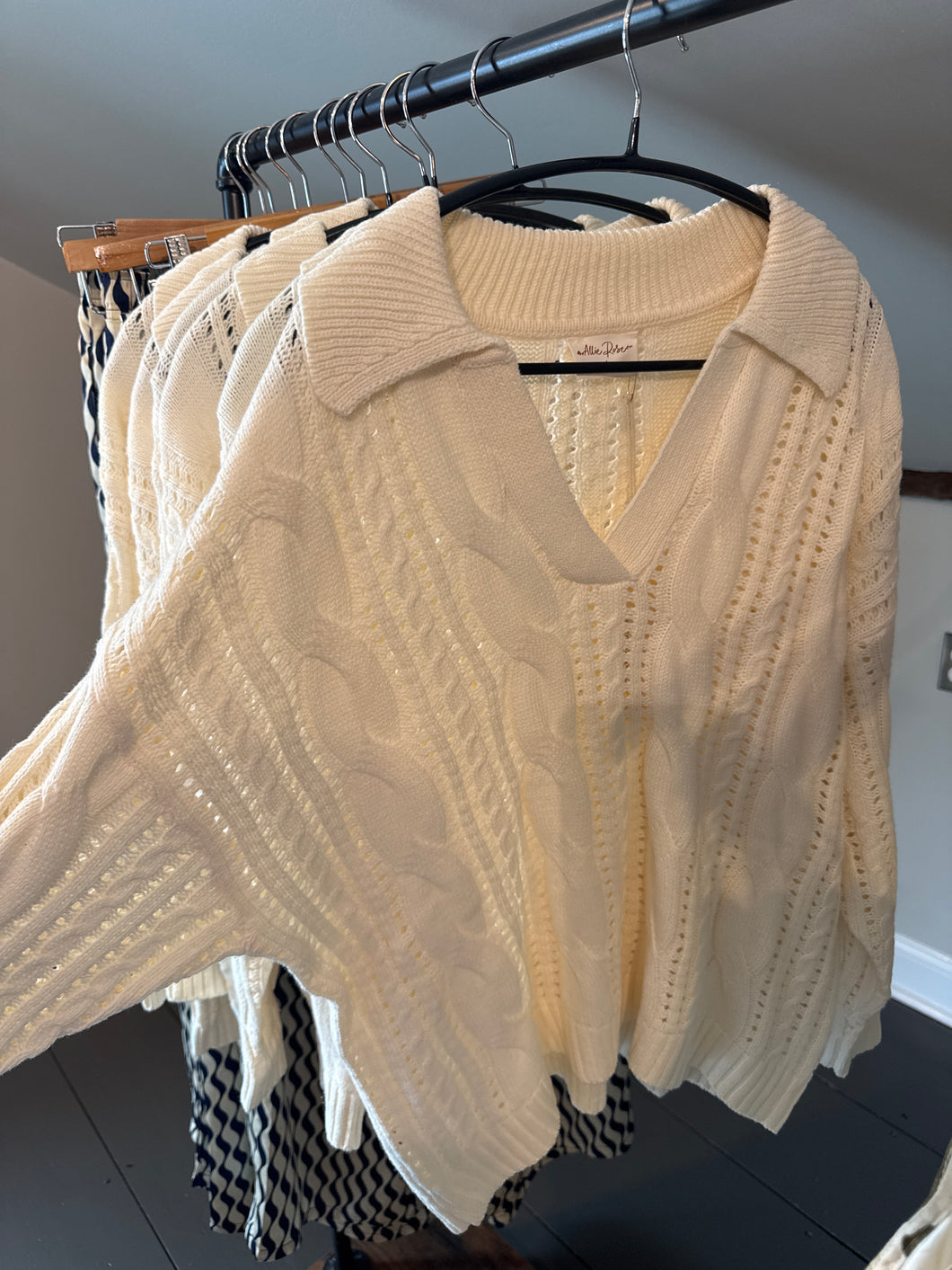 Cable Knit Polo Sweater