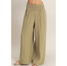 Gauze Wide Leg Pants in Lt. Olive