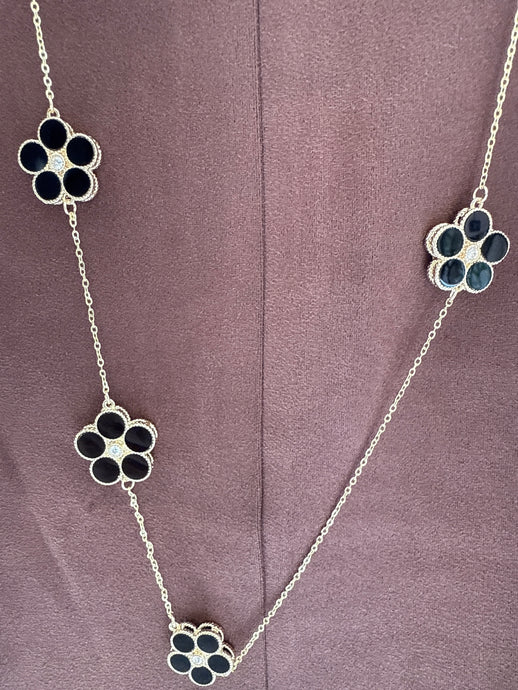 LARGE BLACK ENAMEL LONG NECKLACE