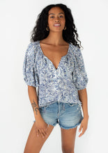 Floral Balloon Sleeve Tassel Tie Front Blouse