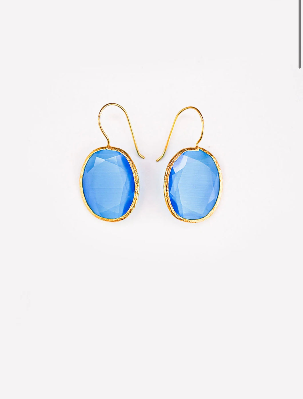 NESSA EARRING (CAT EYE STONE BLUE)