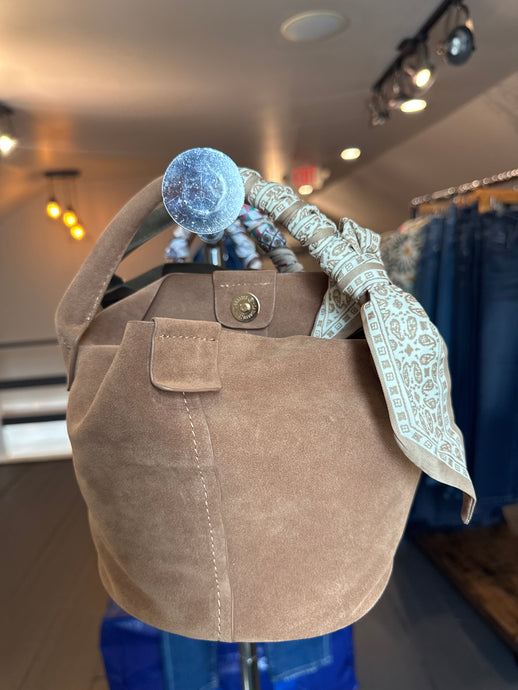 Small Suede Bag in Tan