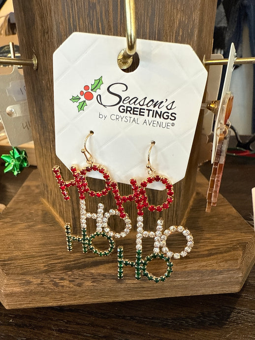 HO HO HO RHINESTONE EARRINGS