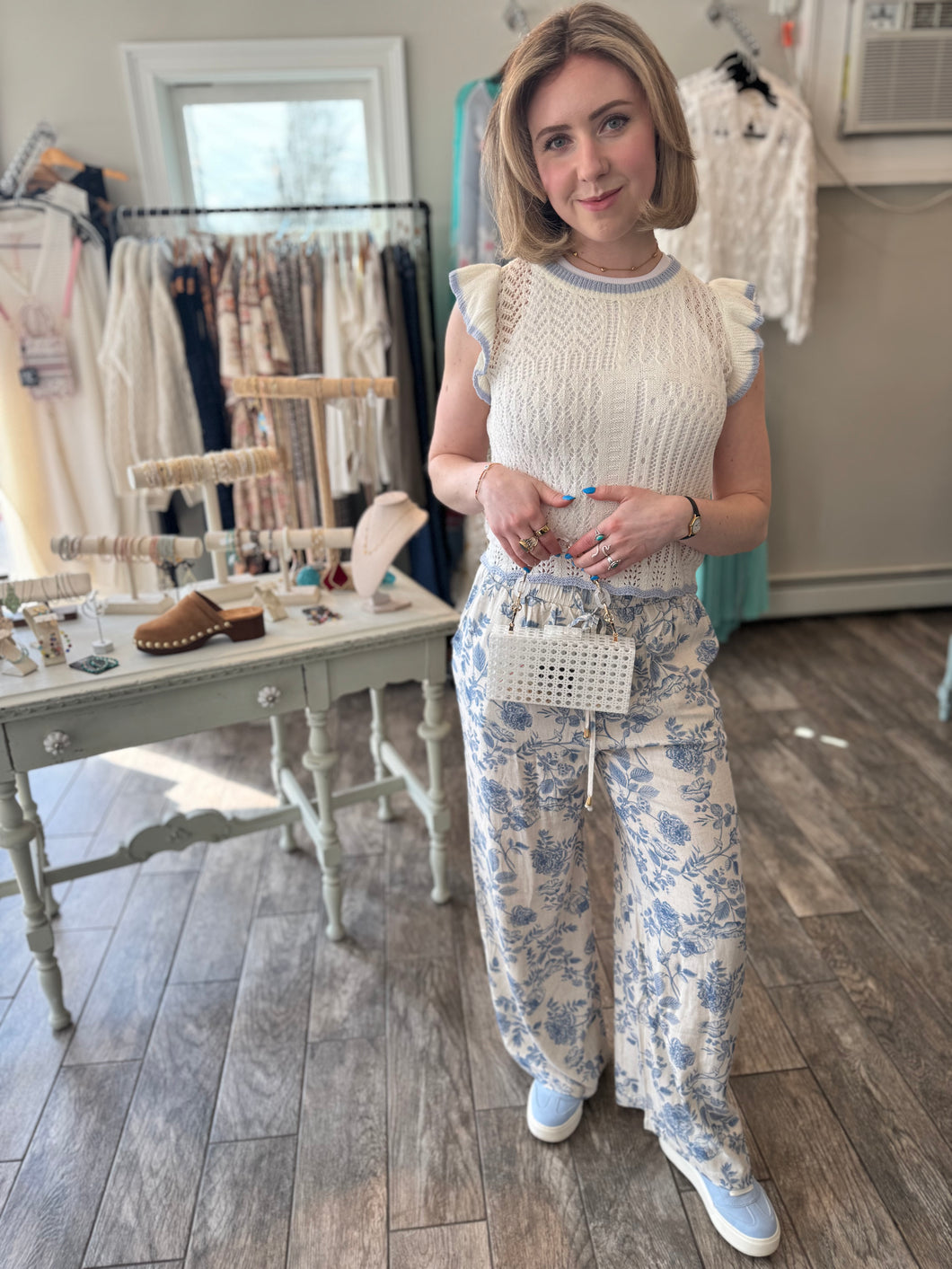 Knit tank with flutter sleeves