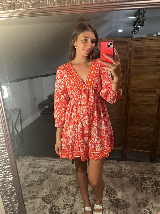 V-Neck Poet Sleeve Dress