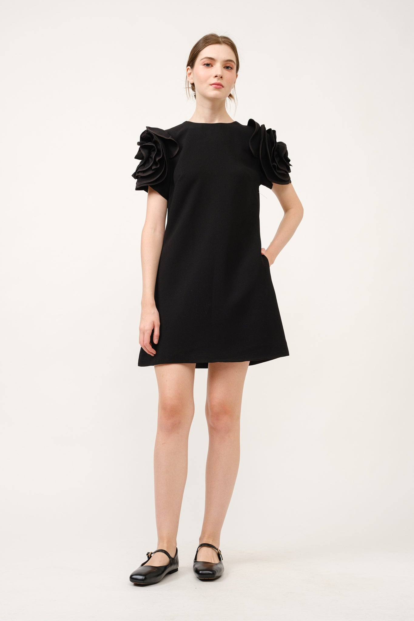 Black Cocktail Dress with flower Sleeve Shine Boutique Black Cocktail Dress with flower Sleeve Shine Boutique