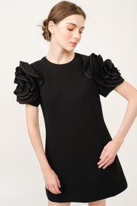 Black Cocktail Dress with flower Sleeve