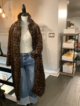 Leopard faux fur long coat