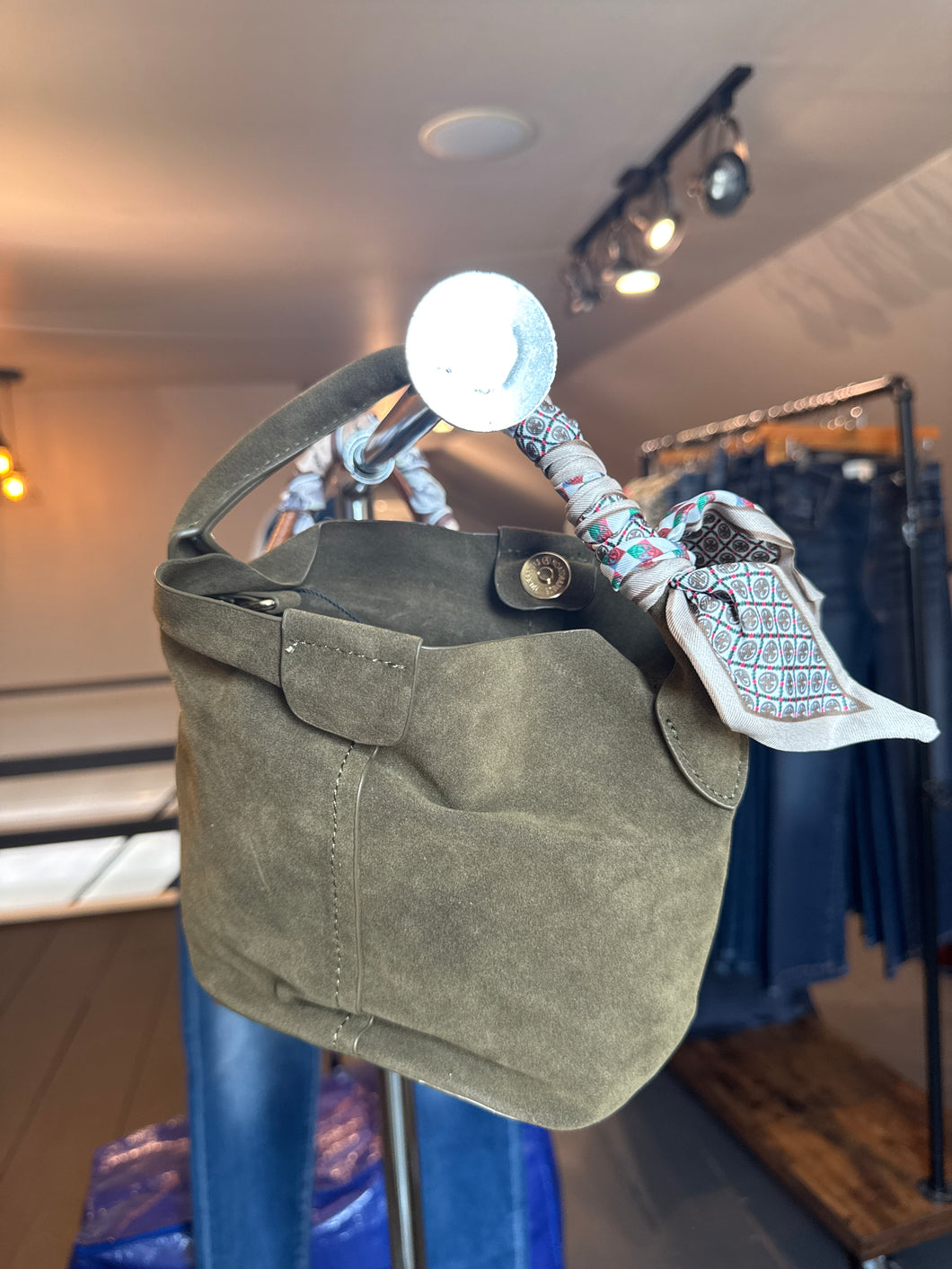 Small Suede Bag in Olive