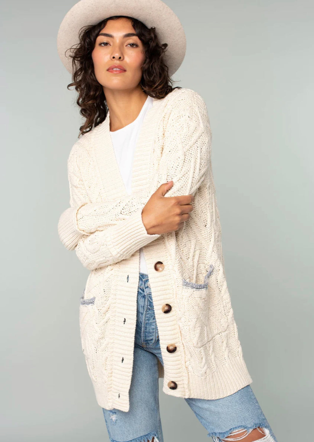 Oversized Cable Button up Cardigan