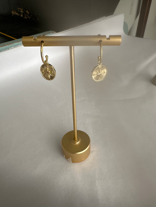 18K GF C HOOPS WITH DAINTY COMPASS CHARM
