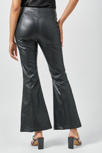 Flare Leather Pants with Front Slit