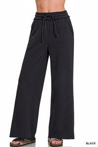 Fleece Palazzo Pant- Black