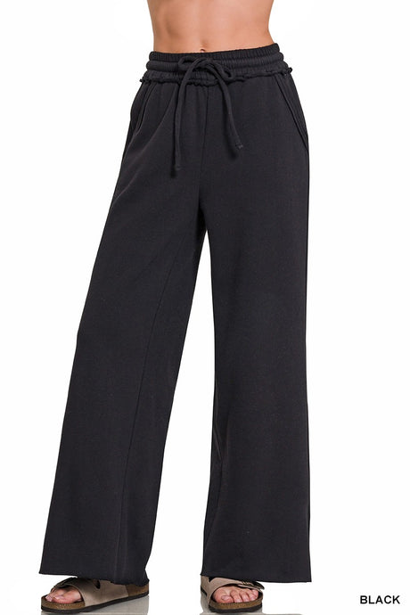 Fleece Palazzo Pant- Black