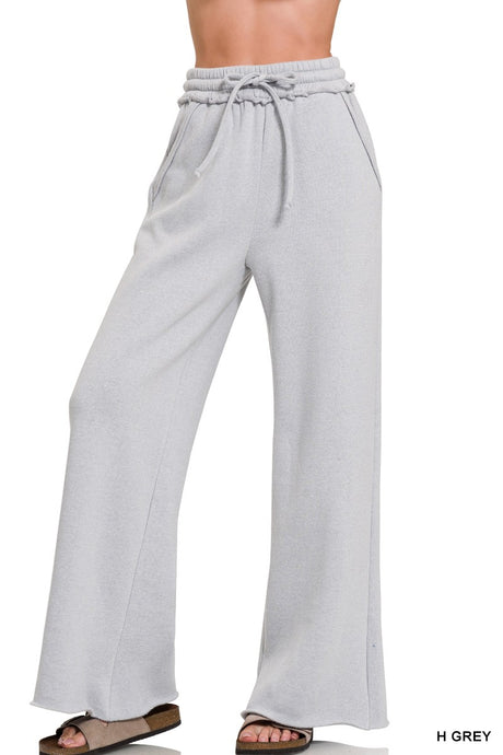 Fleece Palazzo Pant- Heather Grey