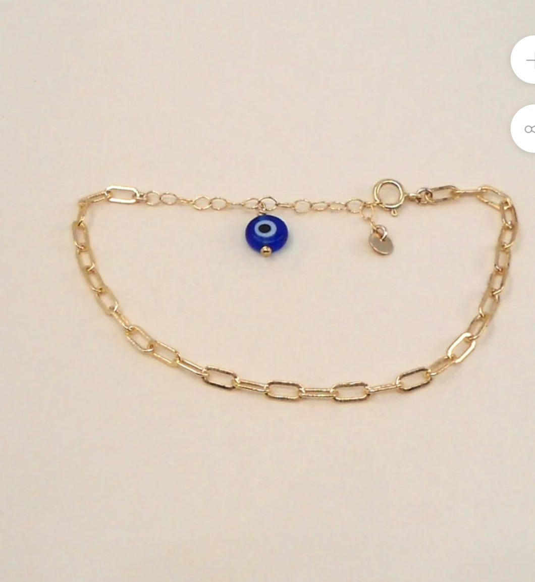 Link Chain w/ Evil Eye & Coin Bracelet