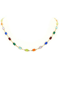 Gold Filled Multi Color Cubic Zirconia Necklace