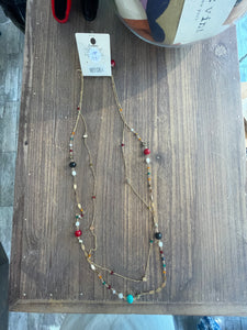 Double Strand Necklace With Earrings