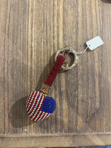 American Flag Heart Keychain