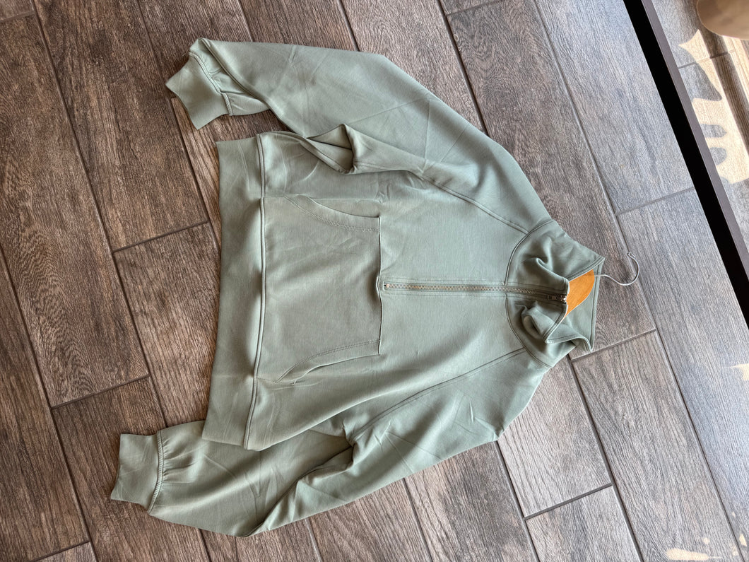 Quarter Zip in Sage