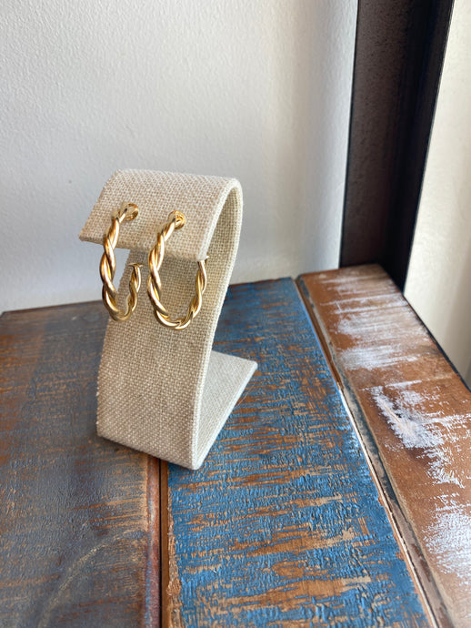 Thin Twisted Gold Hoops