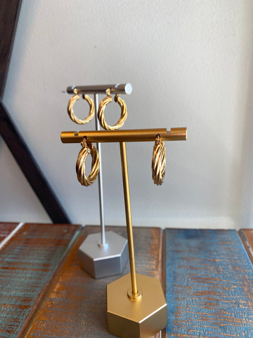 Small Twisted Gold Hoops