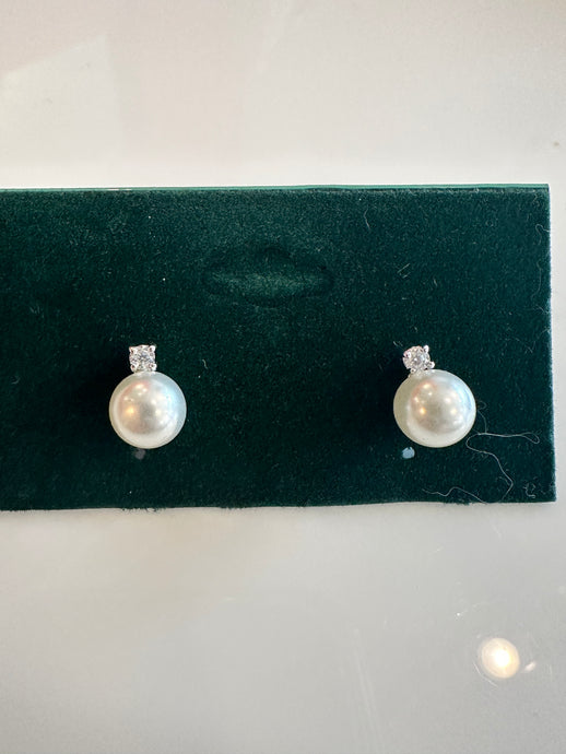 PEARL STUDS WITH CZ