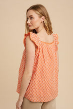 Eyelet Flutter Sleeve Cotton Blouse in Coral Peach
