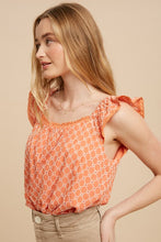 Eyelet Flutter Sleeve Cotton Blouse in Coral Peach
