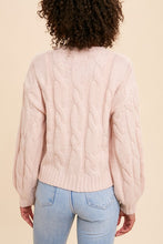 Dusty Pink Embroidered Cable Knit Cardigan