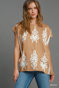 BORDER PONCHO STYLE TOP
