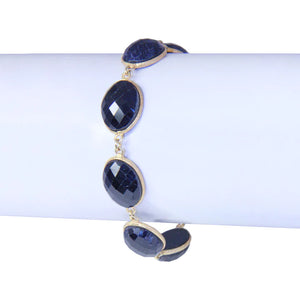 Lapis Round Gold Plated Continuous Bracelet