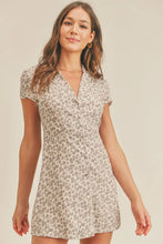 Cream Floral, Button Up Collared Dress