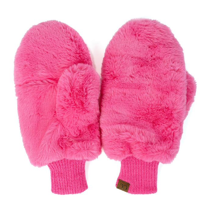 CC Sherpa Touchscreen Accessible Mittens- Hot Pink