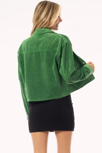 Semi Cropped Corduroy Jacket, Green