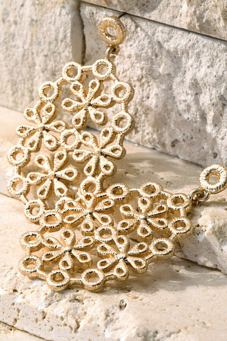 OVAL LACE FLOWER EARRINGS