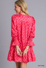 Hot Pink Chevron Tiered Print Dress