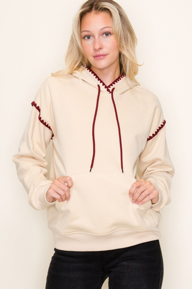 STITCHED LONG SLEEVE HOODIE