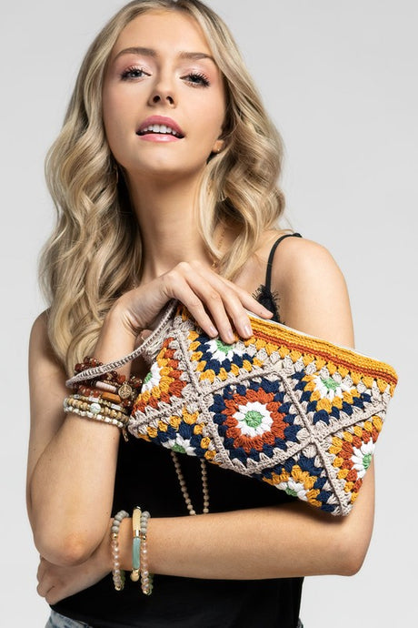 Marigold Ruggine Handmade Crochet Tile Pouch