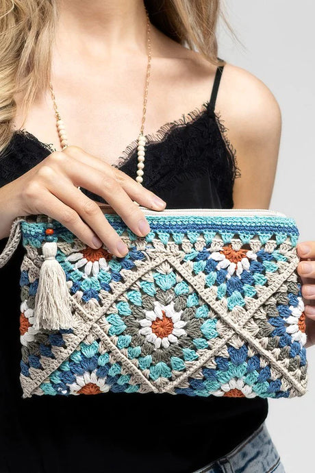 Periwinkle Ruggine Handmade Crochet Tile Pouch