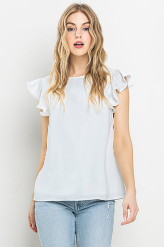 Ruffle Shirt- White