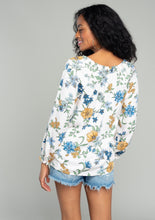 Floral Long Sleeve Button Front V Neck Blouse