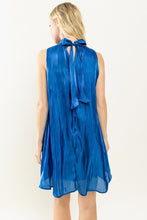 Mock Neck Sleeveless Satin Dress