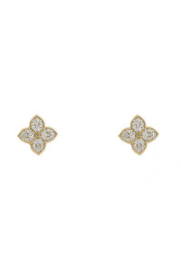 Gold Filled Cubic Zirconia Clover Stud Earrings