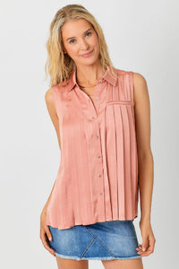 Sleeveless Pleated Blouse