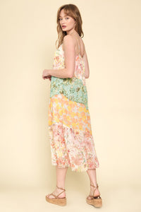 Floral Print Mixed Maxi Dress