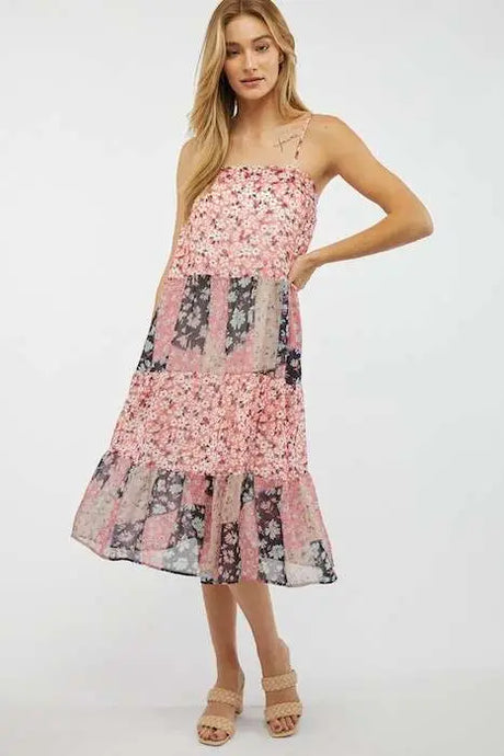 Printed Square Neck Midi Dress