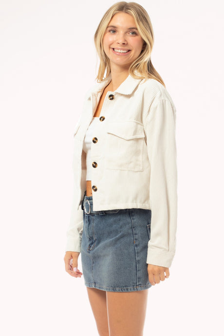 Semi Cropped Corduroy Jean Jacket